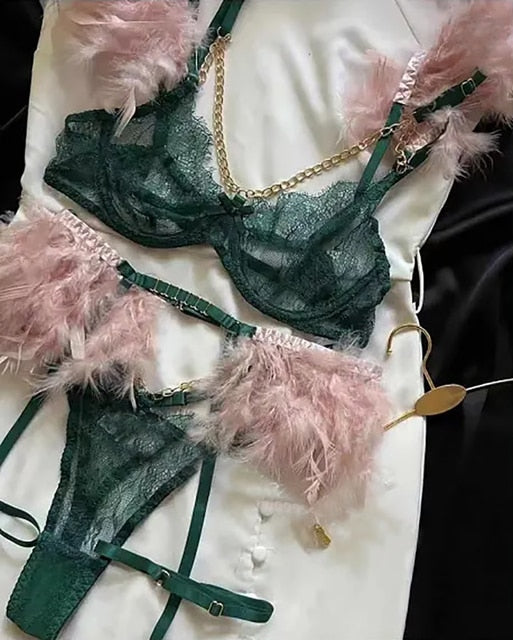 ELIAS - 3 PIECE Feather Bustier SET