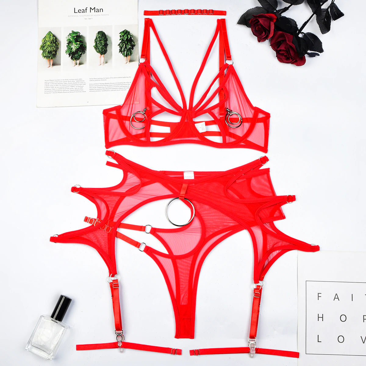 VINNIE - 4 PIECE Bralette Bustier SET with RINGS